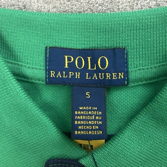 Polo Ralph Lauren Shirt Toddler Boy 5 Green MultiStriped Cotton Logo Polo Preppy - Picture 7 of 11
